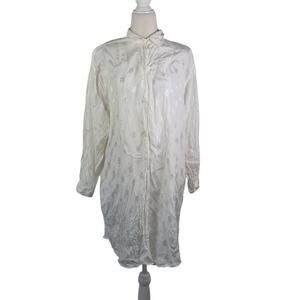 Vintage 90s Tramp Cream Pineapple Embroidered Tunic Top M